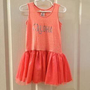 Everbloom Studio Aloha Tutu Tulle Dress Neon Coral Girls Size 4T